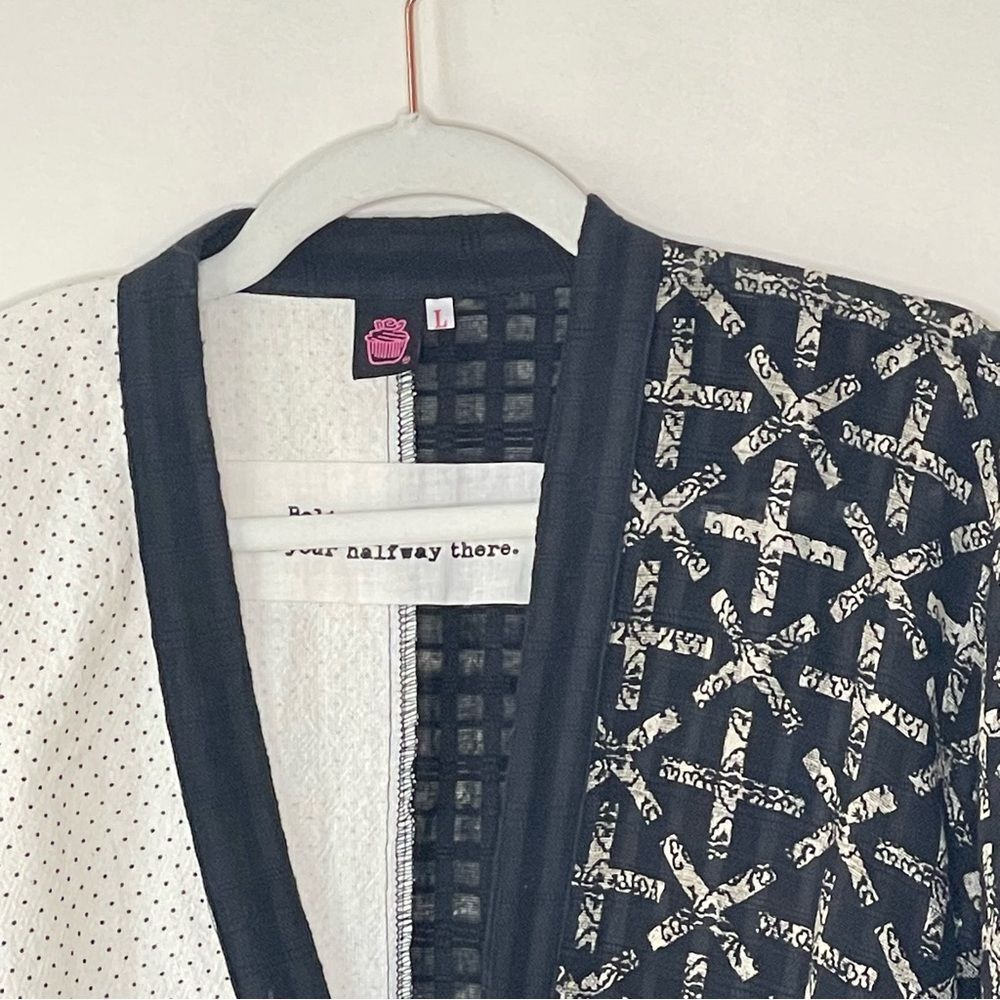 Cupcake International Patchwork Kimono Jacket Bla… - image 7